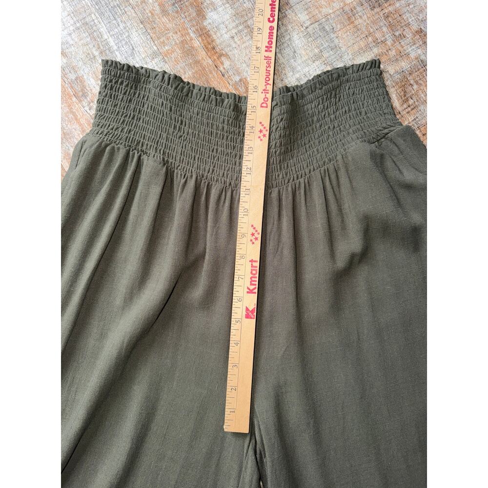 NWT Plus Size Green Stretchy Elastic Smocked Waistband Wide Leg Palazzo Pants 2X - Picture 5 of 7